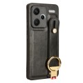 For Xiaomi Redmi Note 13 Pro+ Wristband Leather Back Phone Case(Black)