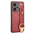 For Xiaomi Redmi Note 13 Pro+ Wristband Leather Back Phone Case(Red)