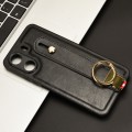 For Xiaomi Redmi 13C 4G/Poco C65 Wristband Leather Back Phone Case(Black)