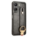 For Xiaomi Redmi 13C 4G/Poco C65 Wristband Leather Back Phone Case(Black)