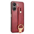 For Xiaomi Redmi 13C 4G/Poco C65 Wristband Leather Back Phone Case(Red)