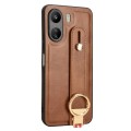 For Xiaomi Redmi 13C 4G/Poco C65 Wristband Leather Back Phone Case(Brown)