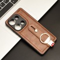 For Xiaomi Redmi Note 13 Pro 4G Wristband Leather Back Phone Case(Brown)