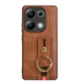 For Xiaomi Redmi Note 13 Pro 4G Wristband Leather Back Phone Case(Brown)