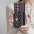 For Samsung Galaxy S22 Ultra 5G Horizontal Metal Buckle Wallet Rhombic Leather Phone Case(Black)