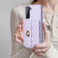 For Samsung Galaxy S21 FE 5G Horizontal Metal Buckle Wallet Rhombic Leather Phone Case(Purple)