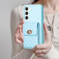 For Samsung Galaxy S23+ 5G Vertical Wallet Rhombic Leather Phone Case(Blue)