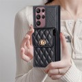 For Samsung Galaxy S22 Ultra 5G Vertical Wallet Rhombic Leather Phone Case(Black)
