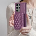 For Samsung Galaxy S23 Ultra 5G Horizontal Wallet Rhombic Leather Phone Case(Dark Purple)