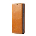 For Samsung Galaxy S23 Ultra 5G FIERRE SHANN Vintage Bark Texture Wallet Leather Phone Case(Khaki)