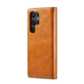 For Samsung Galaxy S23 Ultra 5G FIERRE SHANN Vintage Bark Texture Wallet Leather Phone Case(Khaki)