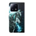 For Xiaomi 13T Pro 3D Painting Pattern Leather Phone Case(Wolf)