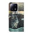 For Xiaomi 13T Pro 3D Painting Pattern Leather Phone Case(Cat Tiger)
