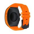 For Apple Watch Ultra 49mm Armor Stainless Steel Case TPU Watch Band(Black Orange)