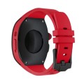 For Apple Watch Ultra 49mm Armor Stainless Steel Case TPU Watch Band(Black Red)