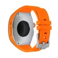 For Apple Watch Ultra 49mm Armor Stainless Steel Case TPU Watch Band(Silver Orange)