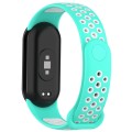 For Xiaomi Mi Band 8 Sports Two Color Silicone Watch Band(Cyan White)