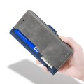 For Nokia C32 Contrast Color Side Buckle Leather Phone Case(Blue + Grey)