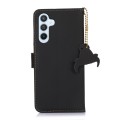 For Samsung Galaxy M54 5G Genuine Leather Magnetic RFID Leather Phone Case(Black)