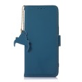 For Samsung Galaxy M34 5G Genuine Leather Magnetic RFID Leather Phone Case(Blue)