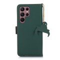 For Samsung Galaxy S24 Ultra 5G Genuine Leather Magnetic RFID Leather Phone Case(Green)