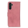 For Samsung Galaxy A25 5G Global KHAZNEH Cowhide Texture Horizontal Flip Leather Phone Case(Pink)