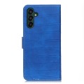 For Samsung Galaxy A25 5G Global Magnetic Crocodile Texture Leather Phone Case(Blue)