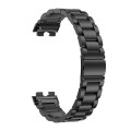 For Huawei Band 8 16mm Three Strains Metal Replacement Watch Band(Black)