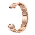 For Huawei Band 8 16mm Three Strains Metal Replacement Watch Band(Rose Gold)