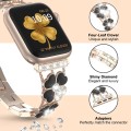 For Apple Watch Ultra 49mm Petal Metal Diamond Watch Band(Rose Gold+Black)