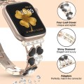 For Apple Watch 8 45mm Petal Metal Diamond Watch Band(Rose Gold+Black)
