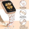 For Apple Watch SE 44mm Petal Metal Diamond Watch Band(Rose Gold+White)