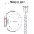 For Apple Watch SE 44mm Petal Metal Diamond Watch Band(Sliver+White)