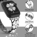 For Apple Watch 3 38mm Petal Metal Diamond Watch Band(Black+White)