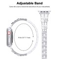 For Apple Watch SE 2023 44mm Petal Metal Diamond Watch Band(Sliver+White)