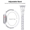 For Apple Watch 9 45mm Petal Metal Diamond Watch Band(Sliver+White)