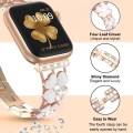 For Apple Watch 9 41mm Petal Metal Diamond Watch Band(Rose Gold+White)