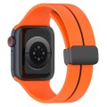 Two Color Folding Buckle Silicone Watch Band For Apple Watch Ultra 49mm(Orange+Black)