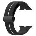 Two Color Folding Buckle Silicone Watch Band For Apple Watch 8 45mm(Black+White)