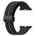 Two Color Folding Buckle Silicone Watch Band For Apple Watch 7 45mm(Black+Grey)