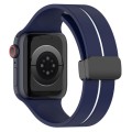 Two Color Folding Buckle Silicone Watch Band For Apple Watch 7 45mm(Midnight Blue+White)