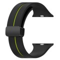 Two Color Folding Buckle Silicone Watch Band For Apple Watch 5 40mm(Black+Lime)