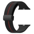 Two Color Folding Buckle Silicone Watch Band For Apple Watch 3 42mm(Black+Red)