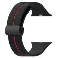 Two Color Folding Buckle Silicone Watch Band For Apple Watch SE 2023 44mm(Black+Red)