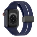 Two Color Folding Buckle Silicone Watch Band For Apple Watch SE 2023 44mm(Midnight Blue+White)