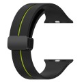 Two Color Folding Buckle Silicone Watch Band For Apple Watch SE 2023 40mm(Black+Lime)