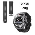 2pcs Regular Style For Huawei Watch Ultimate Silicone Replacement Watch Band(Black)