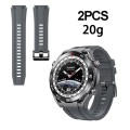 2pcs Regular Style For Huawei Watch Ultimate Silicone Replacement Watch Band(Dark Grey)