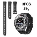 3pcs Longer Style For Huawei Watch Ultimate Silicone Replacement Watch Band(Black)
