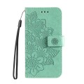 For Realme C55 7-petal Flowers Embossing Leather Phone Case(Green)